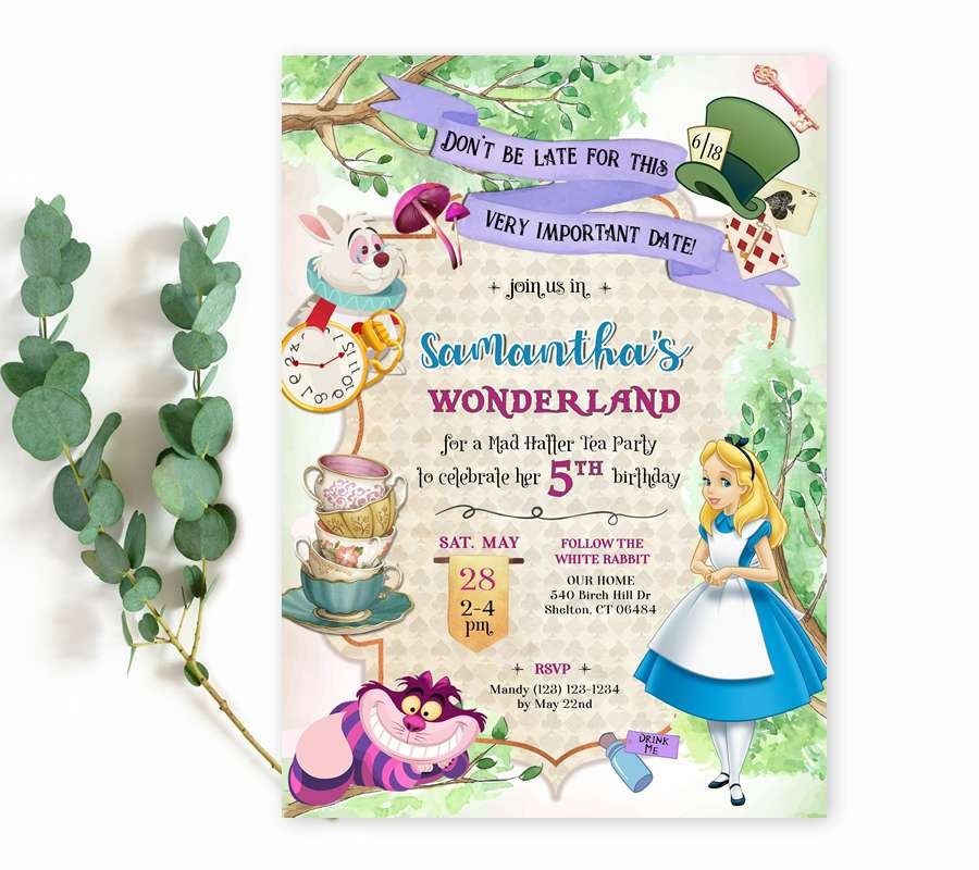Alice In Wonderland Birthday Invitation Editable Template Edit Online Now