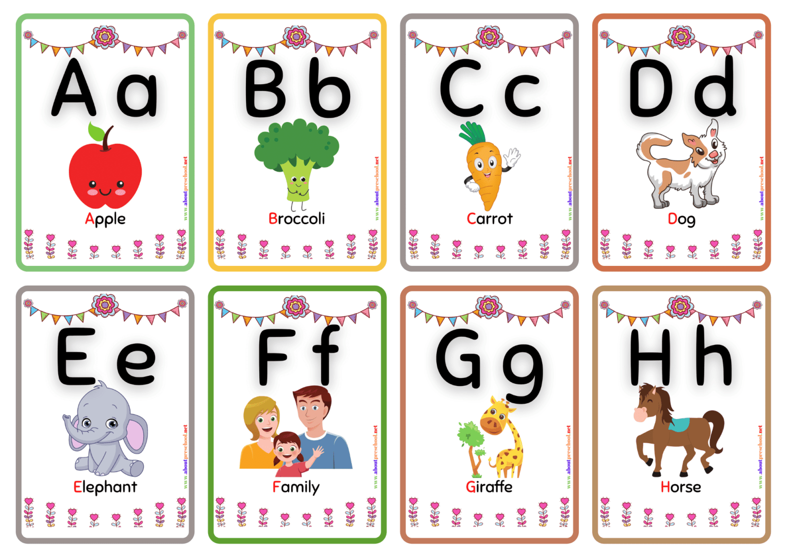 preschool free printable alphabet flash cards