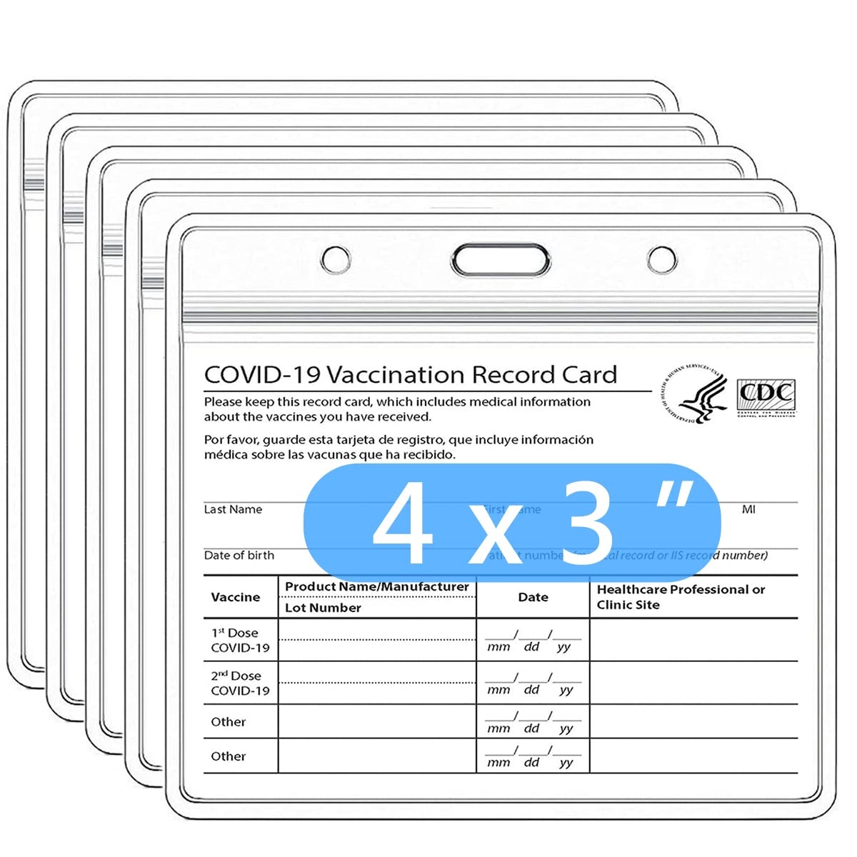 Amazon 5 Pack CDC Vaccination Card Holder Immunization Record Vaccine Card Protector 3x4 Sleeve Covid Shot Card Protector Cover Clear Vinyl 
