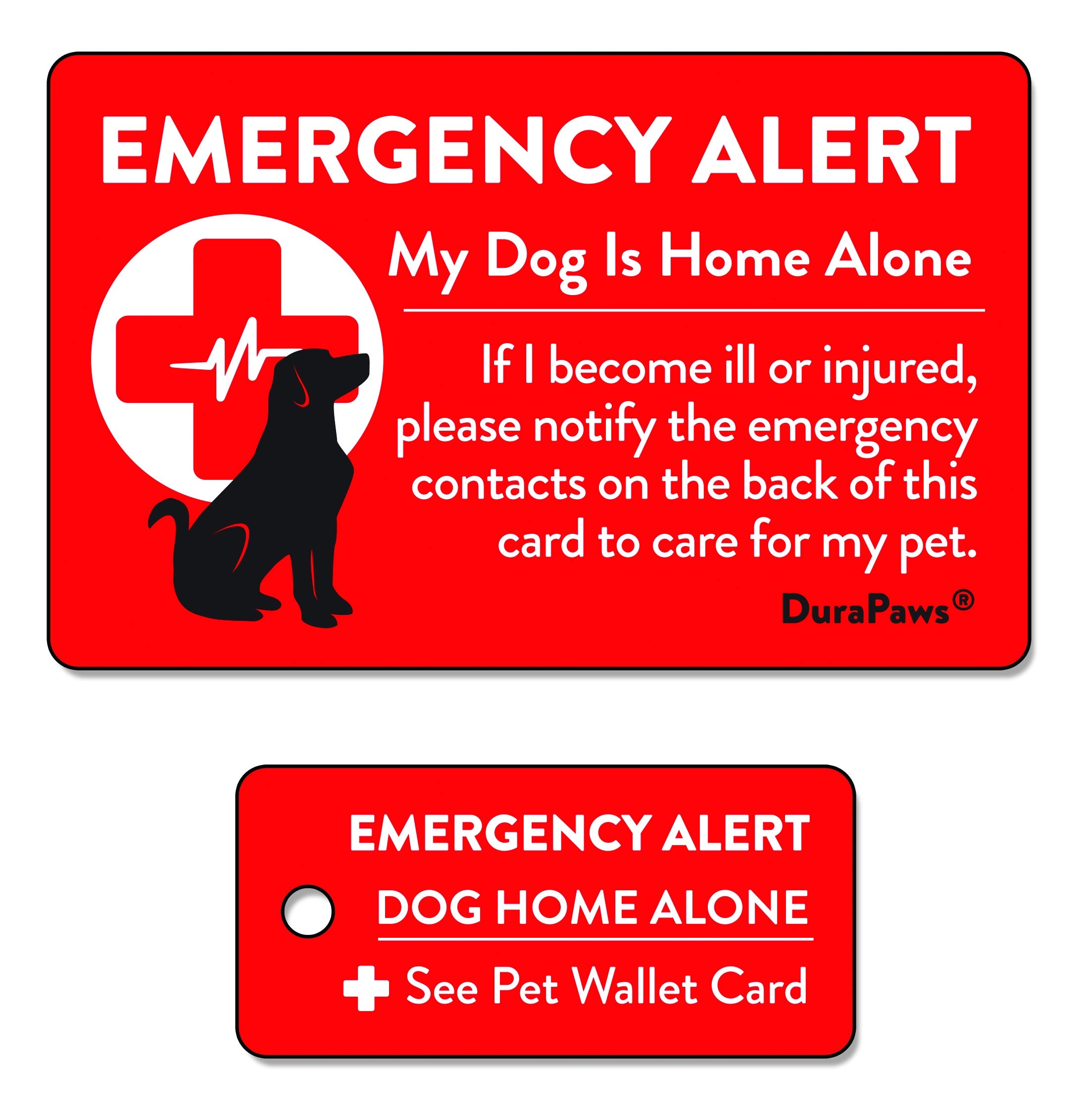 Amazon DuraPaws My Dog Is Home Alone Emergency Alert Plastic Contact Wallet Card And Key Tag Writable Surface On Back Side Of Card Pet 