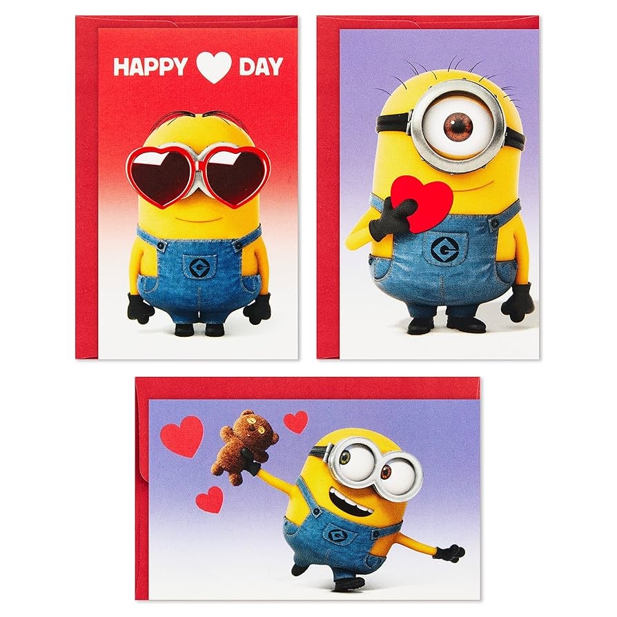 Amazon Hallmark Minions Mini Valentines Day Cards And Stickers For Kids School 18 Classroom Valentines With Envelopes 