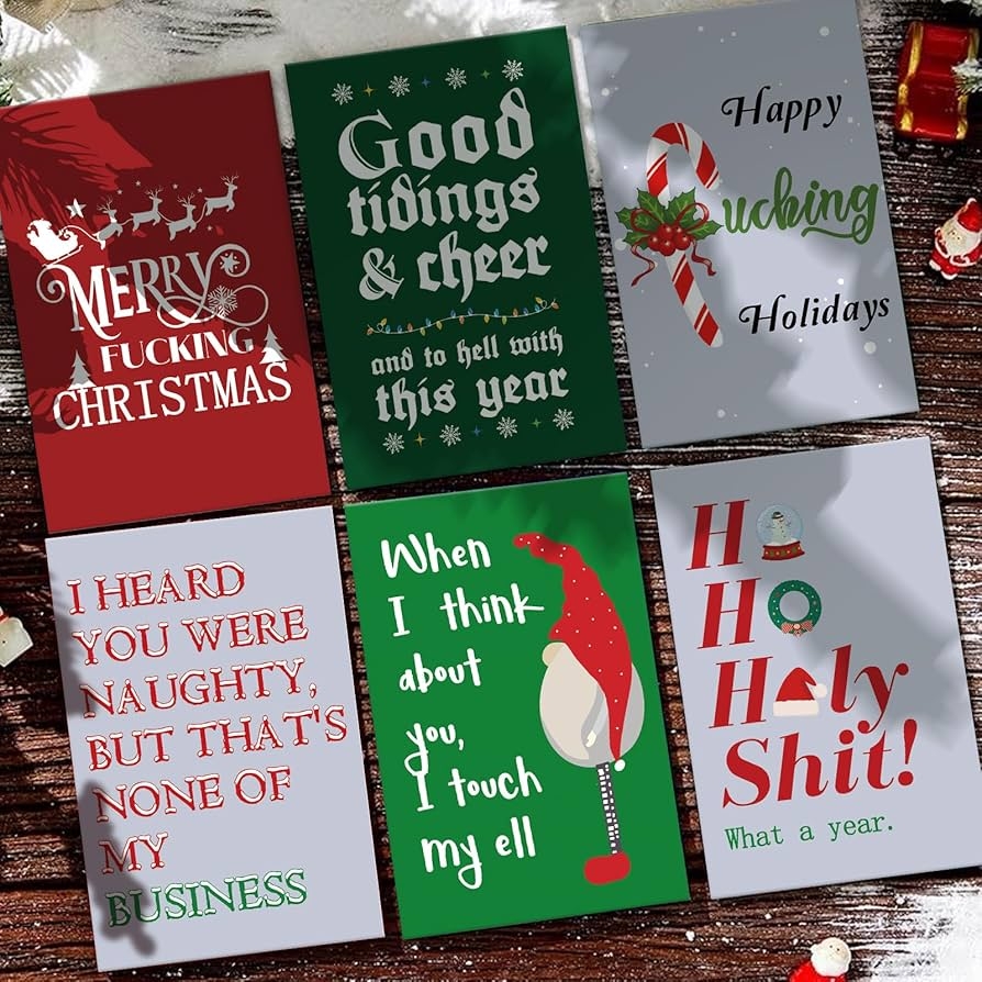 Amazon Obbyidk Funny Adult Christmas Cards Set 24 Naughty Christmas Note Cards With Envelopes U0026 Sealing Stickers 4 X 6 In 12 Assorted Designs 