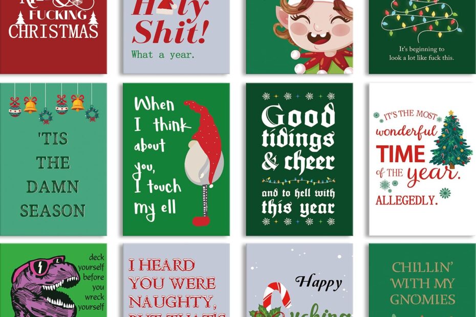 Amazon Obbyidk Funny Adult Christmas Cards Set 24 Naughty Christmas Note Cards With Envelopes U0026 Sealing Stickers 4 X 6 In 12 Assorted Designs