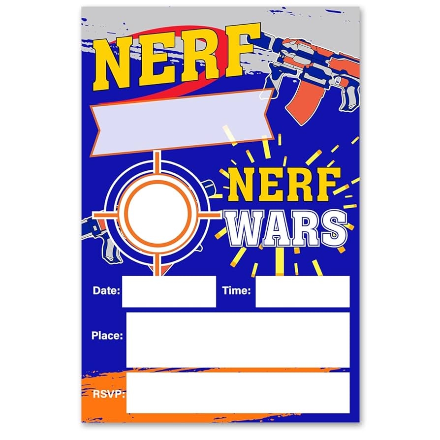 Amazon VAHATAN Dart Gun Birthday Party Invitations 20 Packs Nerf Wars Birthday Invites With Envelopes Home U0026 Kitchen