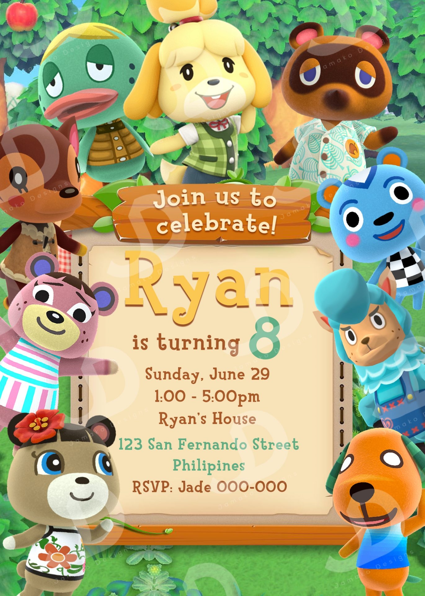 printable animal crossing birthday card