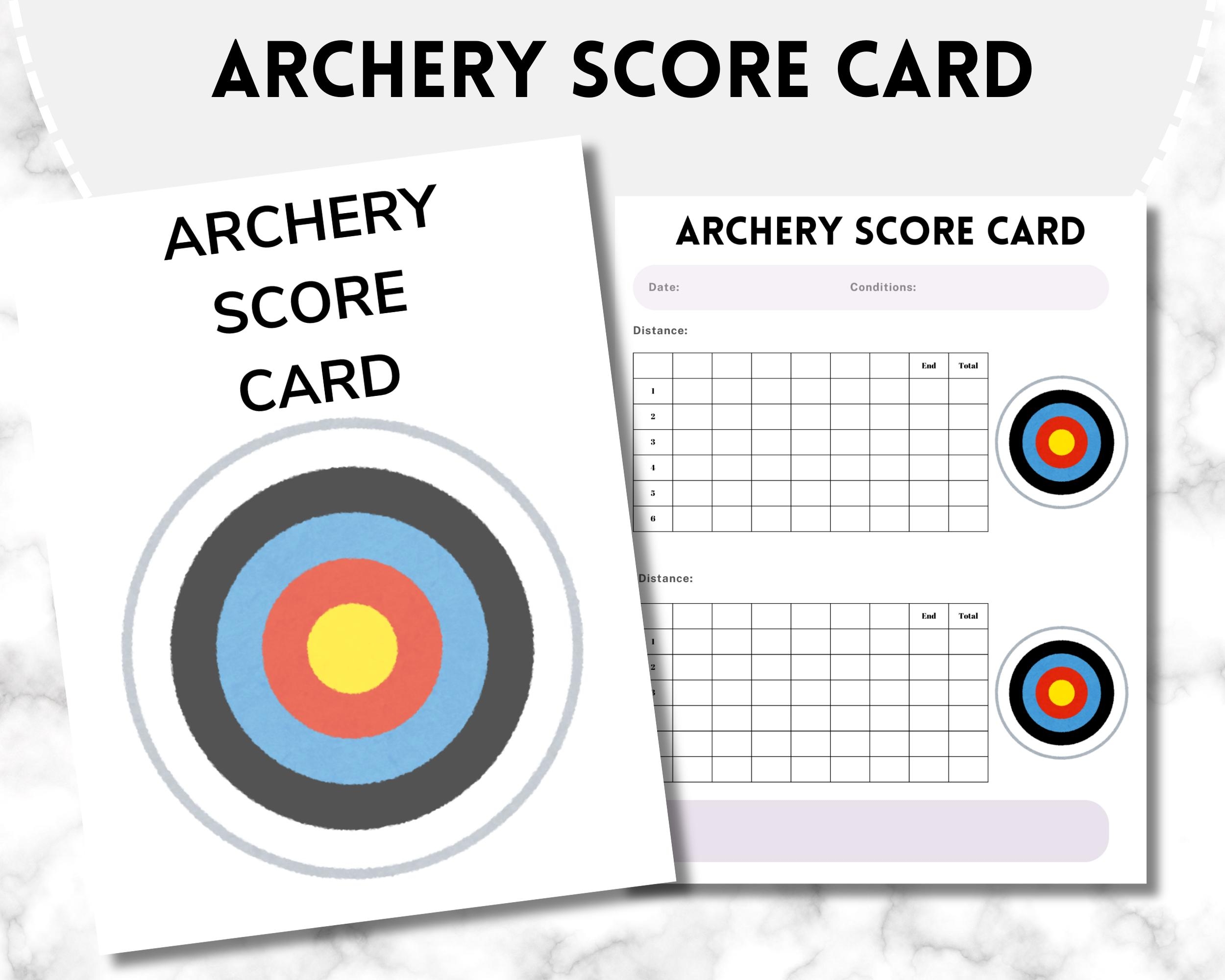 Archery Score Card Archery Progress Tracker Printable Archery 