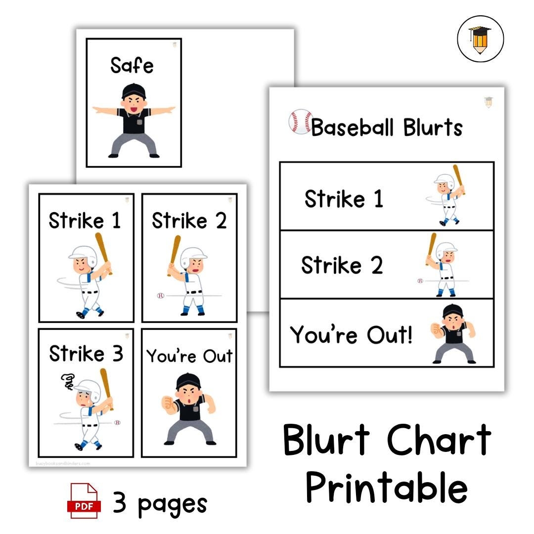 Baseball Blurts Chart Classroom Behavior Management Behavior Charts Classroom Poster Etsy