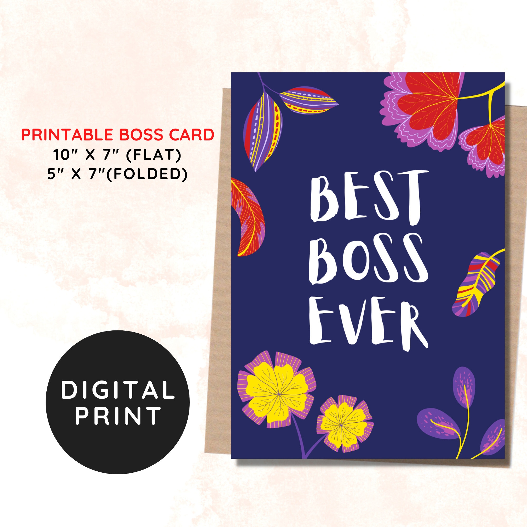 BEST VALUE Printable Boss Card Instant Download Birthday Card Funny Boss Card Thank You Card Best Boss Ever Happy National Boss Day
