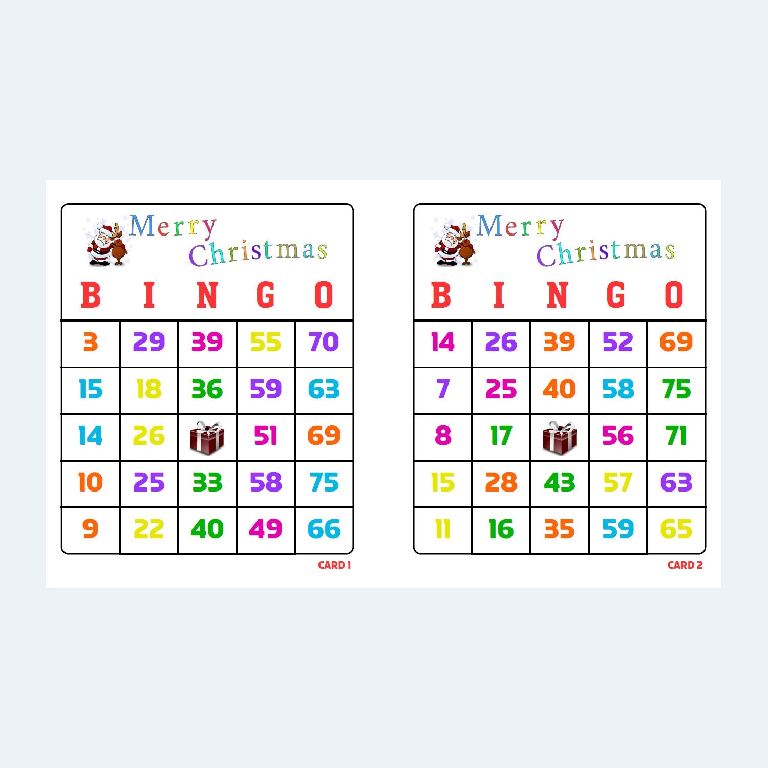 Bingo Cards Christmas Themed 1 To 75 Printable Bingo Cards 2 