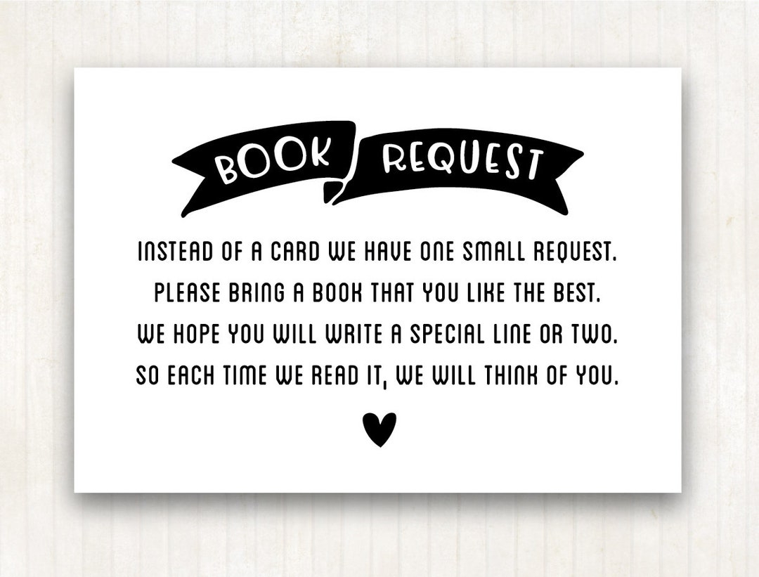 Book Instead Of A Card Book Request Baby Shower Invite Insert Book Card Printable Instant Download Bring A Book Baby Library Gift Etsy