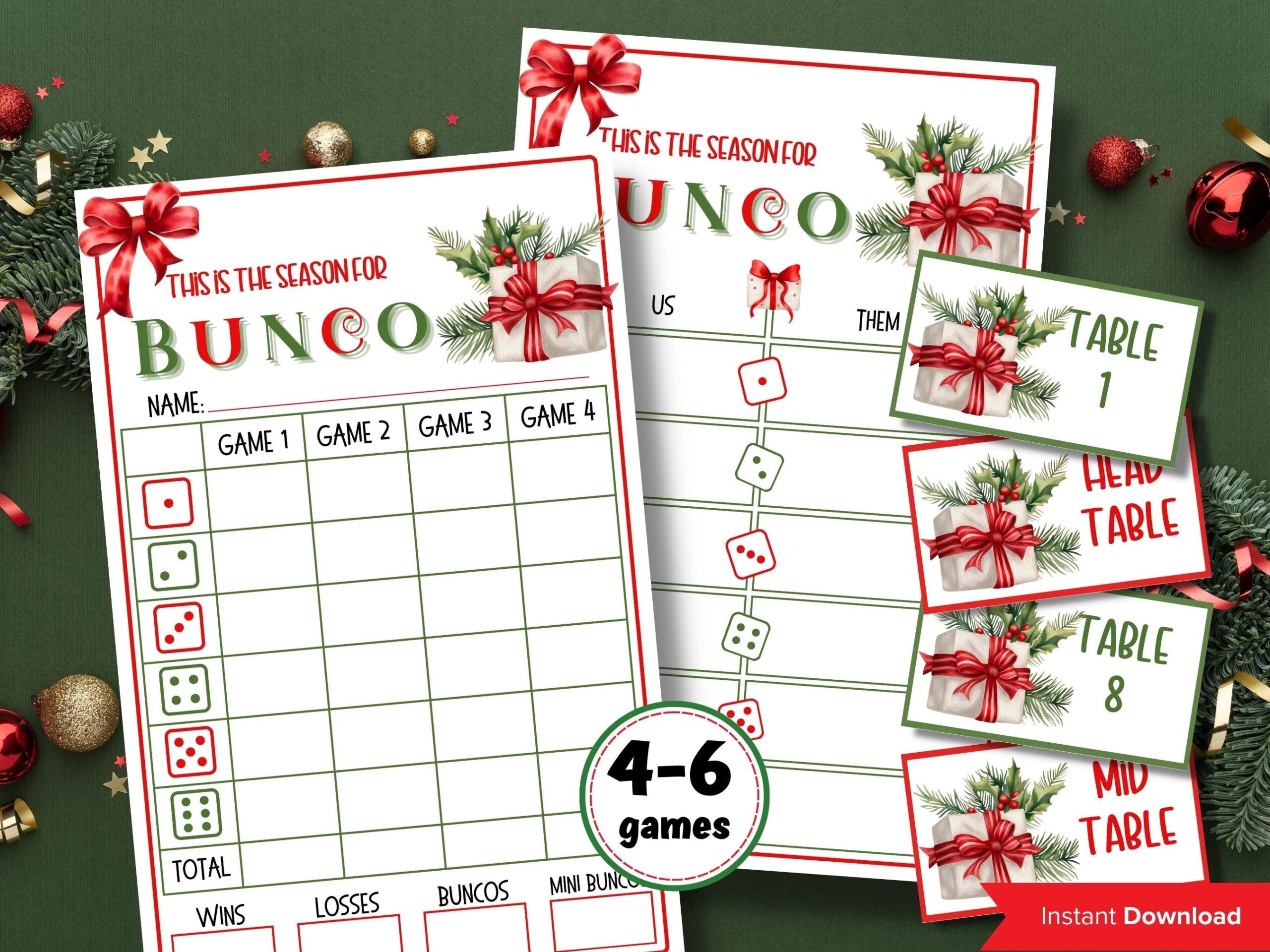Bunco Night I Printable Christmas Bunco Score Sheet Christmas Bunco Invitation Bunco Game Tally Sheet I Bunco Score Cards I Merry Bunco Etsy