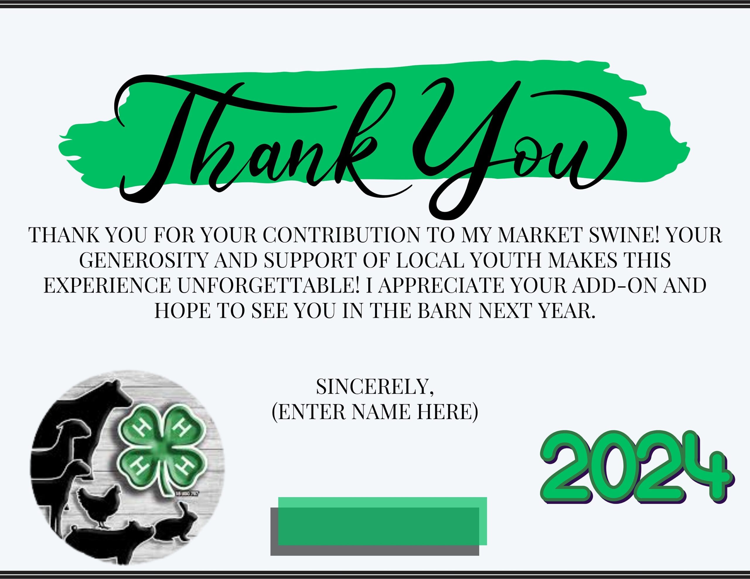 CANVA Digital Template 4 H Add on Thank You Cards editable Livestock Show Thank You Cards Livestock Exhibitor Show Week Etsy