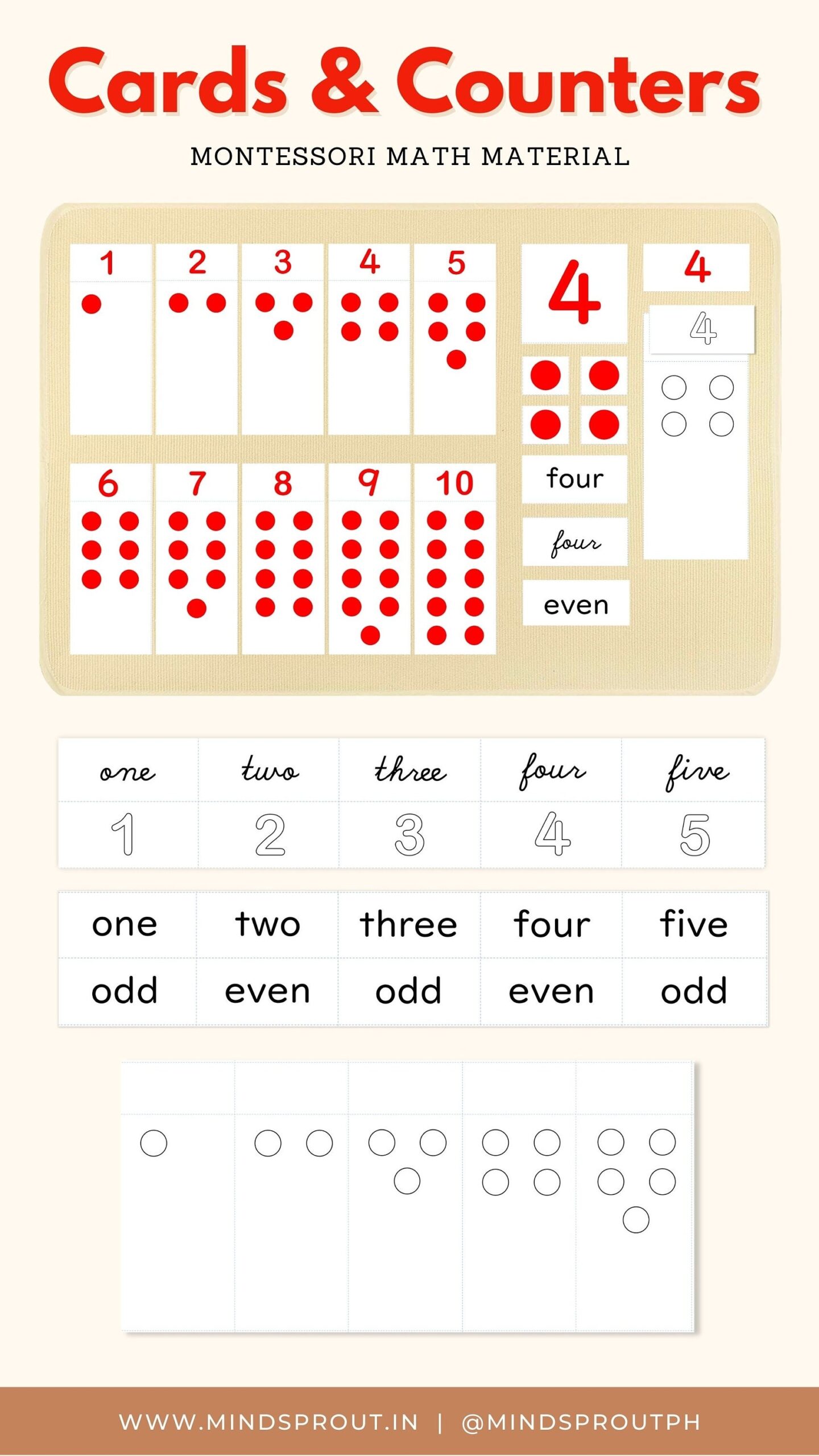 Cards And Counters Montessori Math Material Odd U0026 Even Counting 
