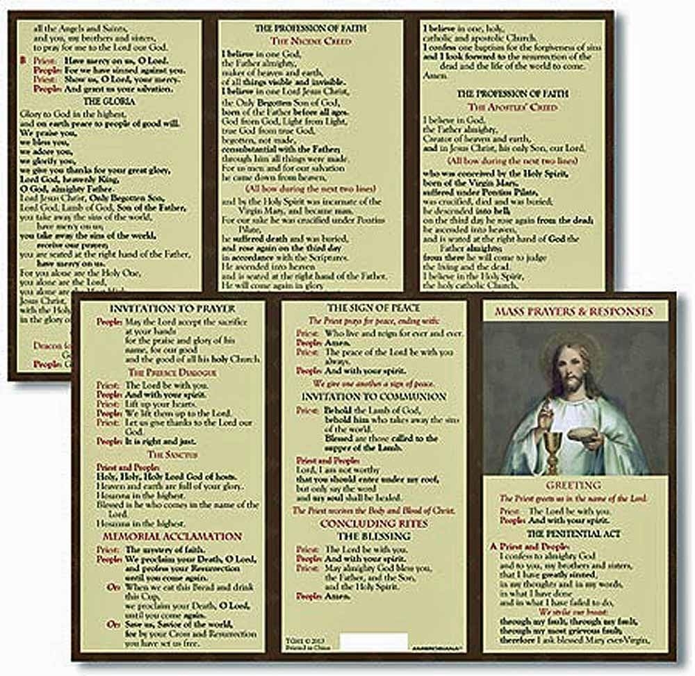 Catholic Mass Prayer Guide Pocket Card