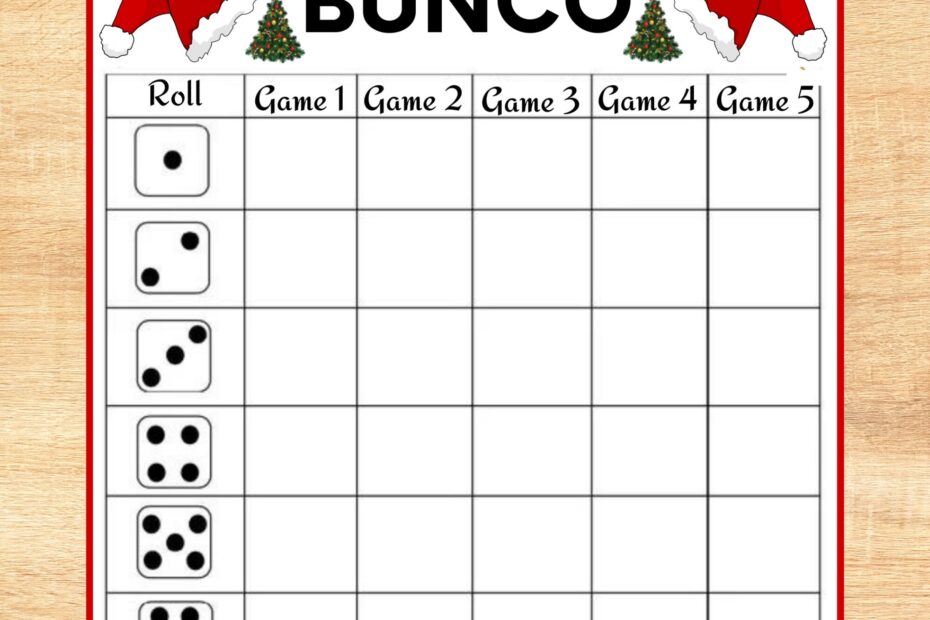 Christmas BUNCO Game Printable Bunco Cards Score Card Tally Sheet Printable Christmas Party Games Christmas Games Instant Download Etsy