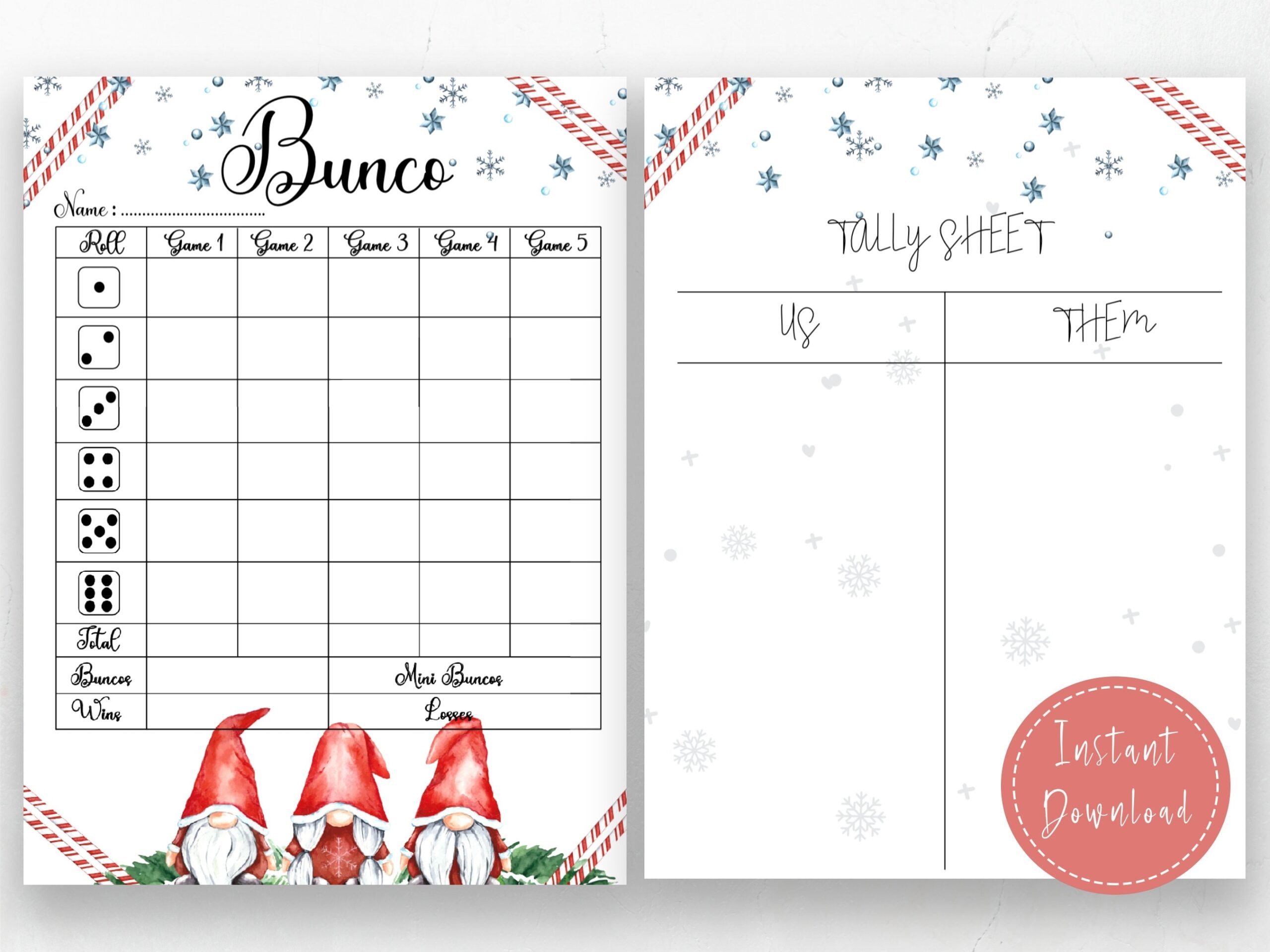 printable christmas bunco score cards