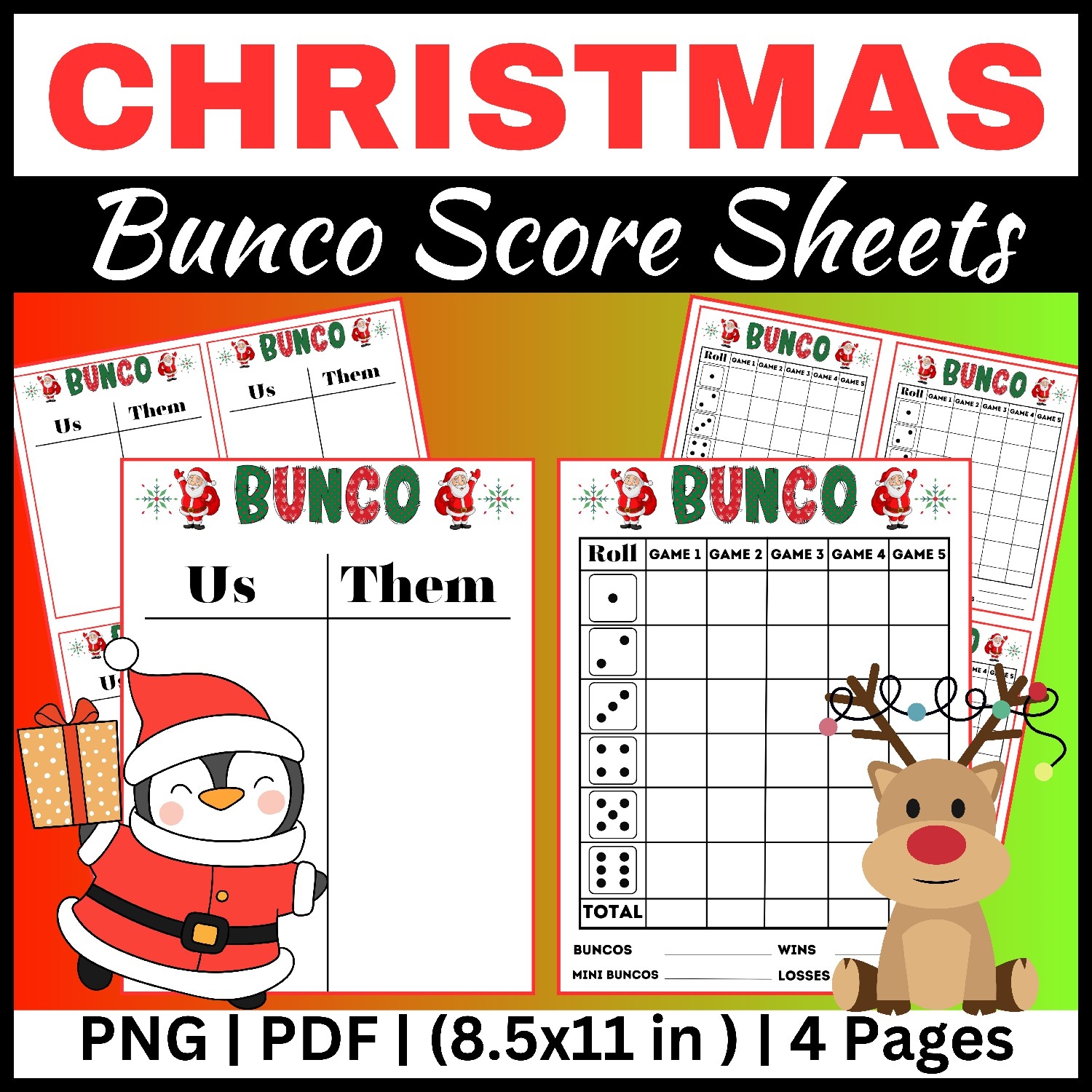 Christmas Bunco Score Sheets Winter Games Winter Activities December Games