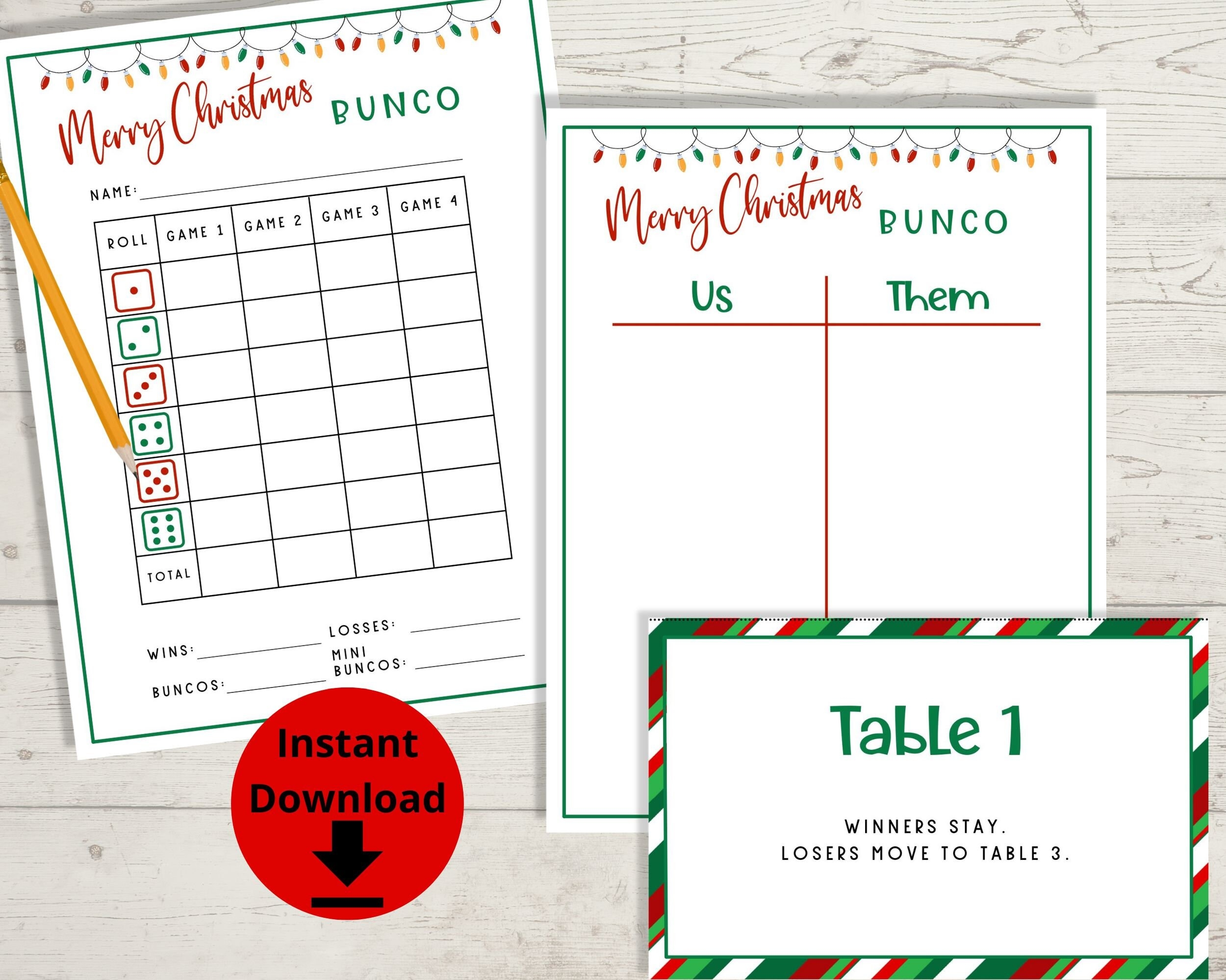 Christmas Bunco Winter Bunco Score Cards Printable Bunco Game Merry Christmas Bunco Bundle With Tally Sheets Holidays Game Etsy