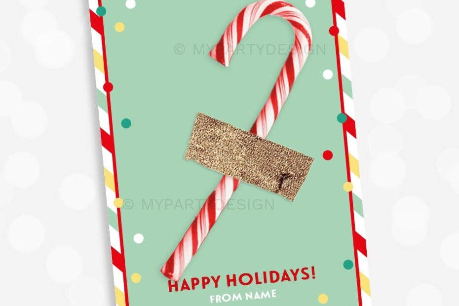 Christmas Candy Cane Gift Cards Printable PDF