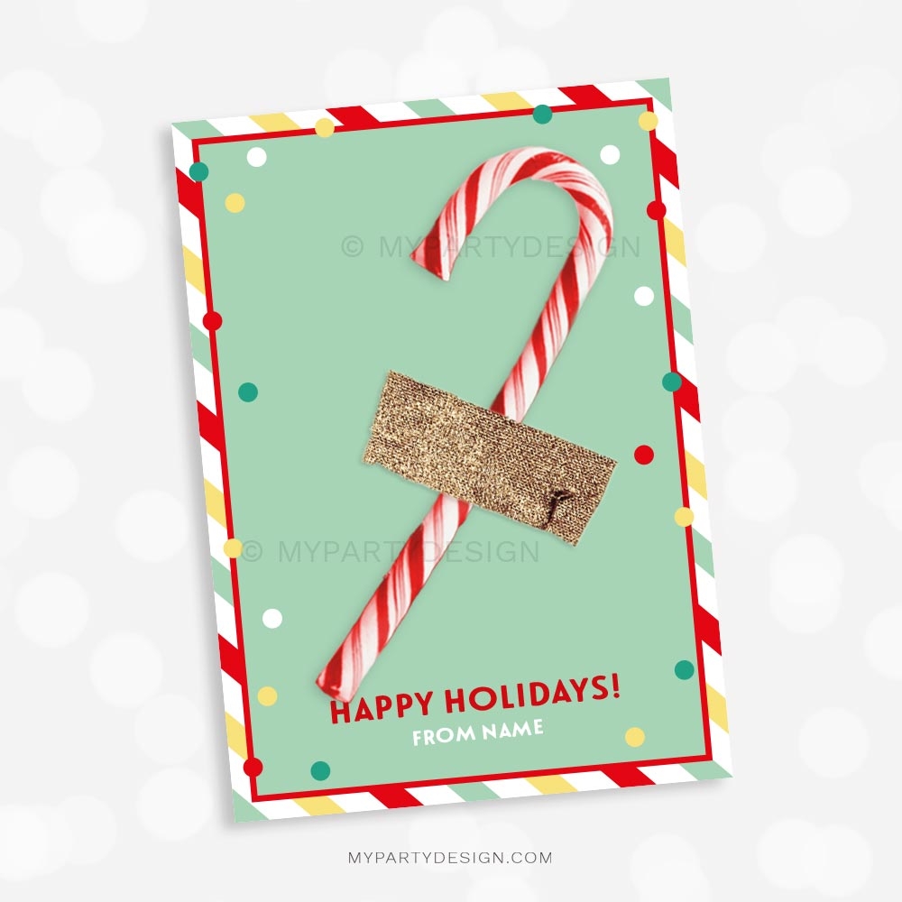 Christmas Candy Cane Gift Cards Printable PDF