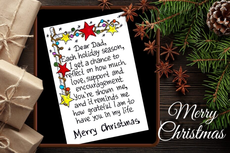 Christmas Card For Dad Merry Christmas Message Card For Dad Christmas Card Print Digital Download Etsy