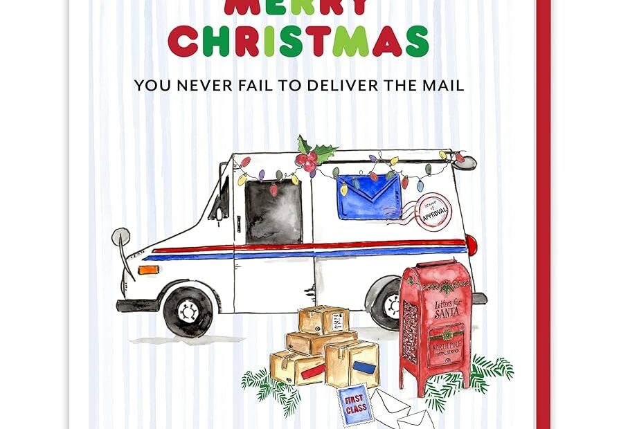 Christmas Card For Mailman Thank You Mail Carrier Holiday Cards MailLady Gifts For Postal Workers Letter Carrier Appreciation Note Mail Man