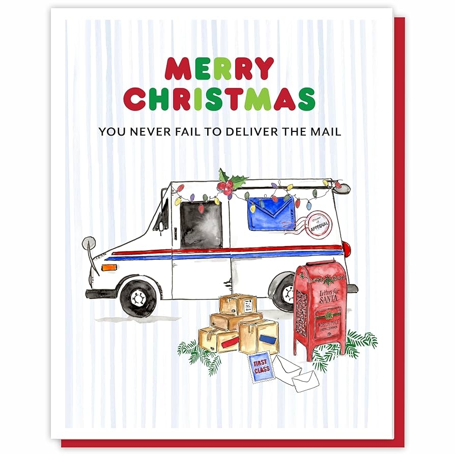 Christmas Card For Mailman Thank You Mail Carrier Holiday Cards MailLady Gifts For Postal Workers Letter Carrier Appreciation Note Mail Man 