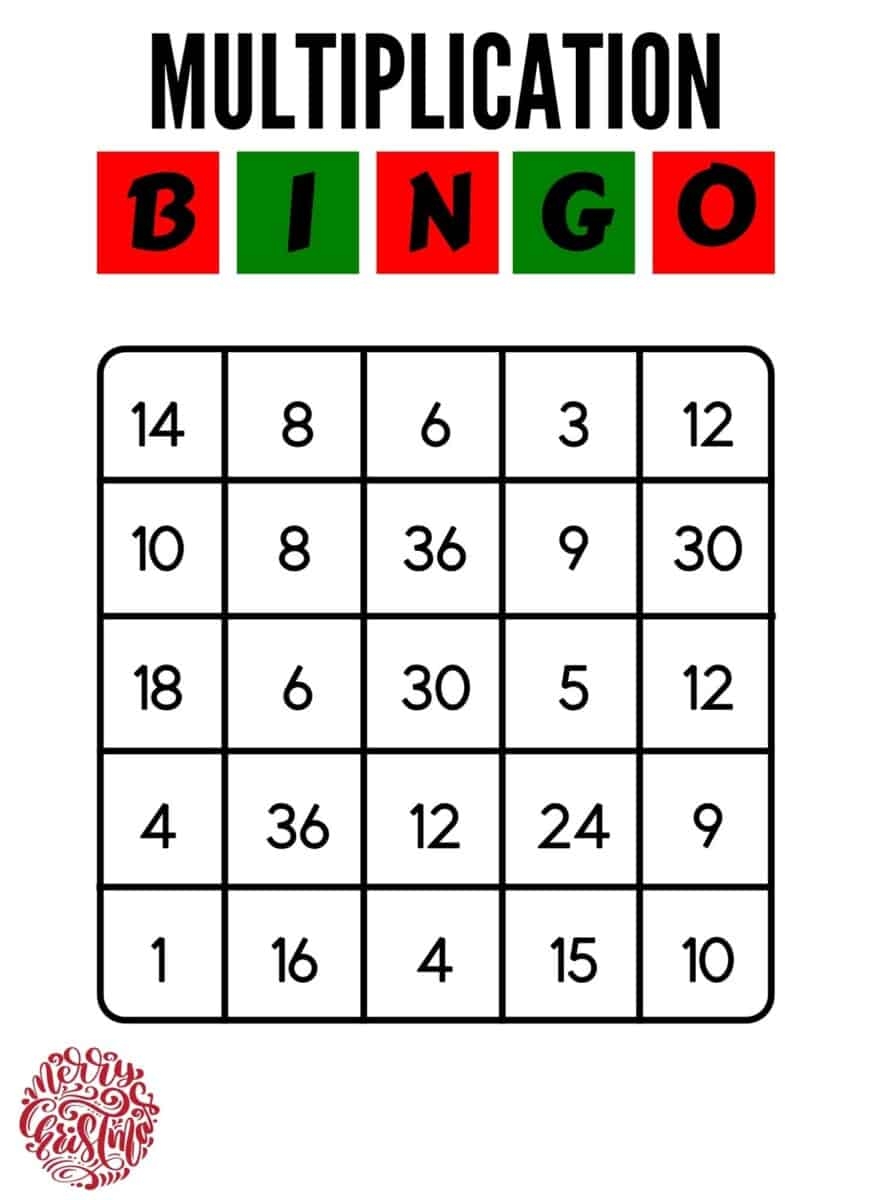Christmas Multiplication BINGO Hess UnAcademy