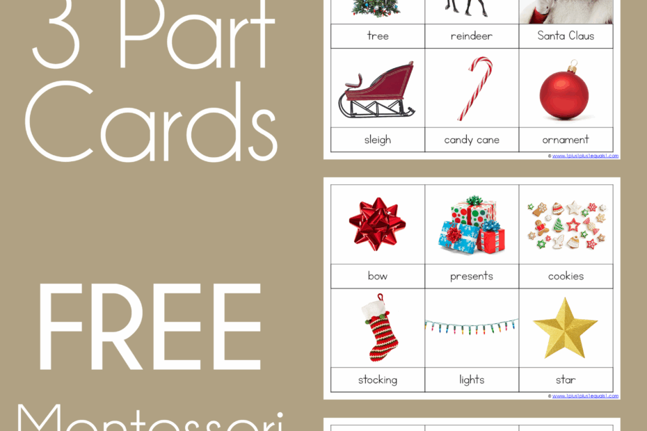 Christmas Theme Montessori Printables 3 Part Cards 1 1 1u003d1