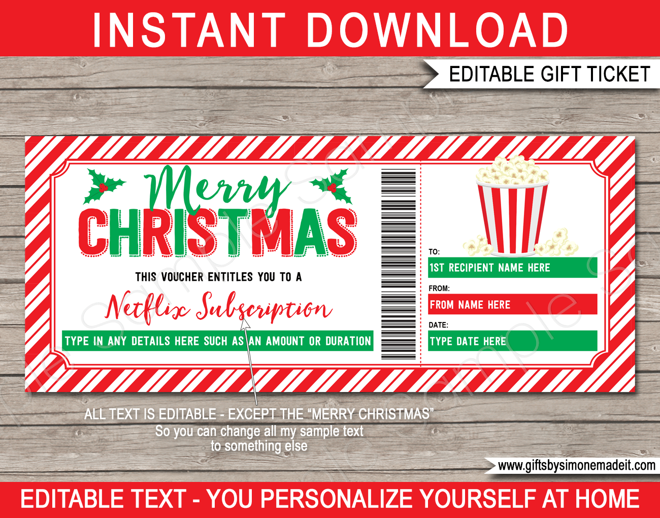 Christmas TV Streaming Subscription Voucher Netflix Disney Hulu Amazon
