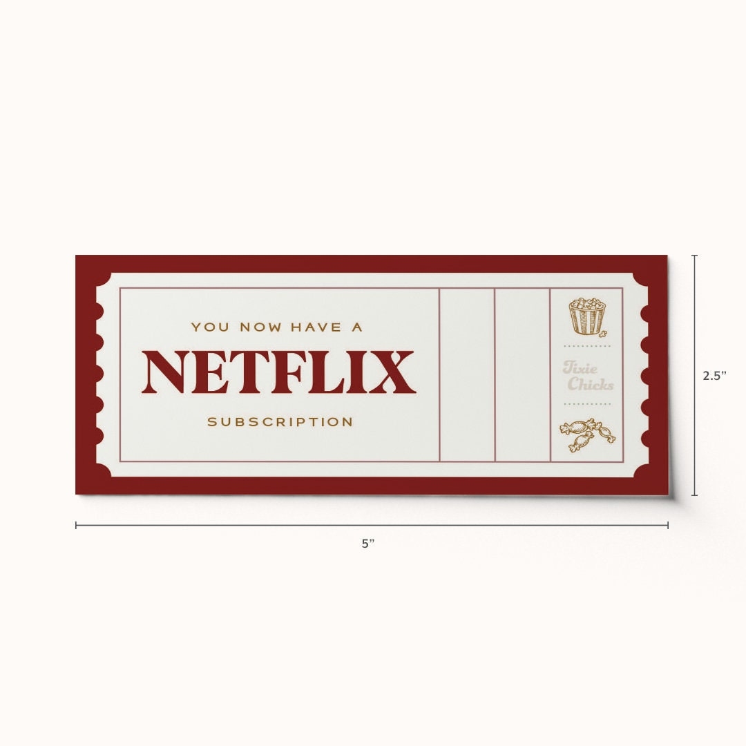 Custom Netflix Subscription Ticket Voucher Surprise Gift BEST SELLER Custom Gift Voucher Editable PDF Coupon Etsy