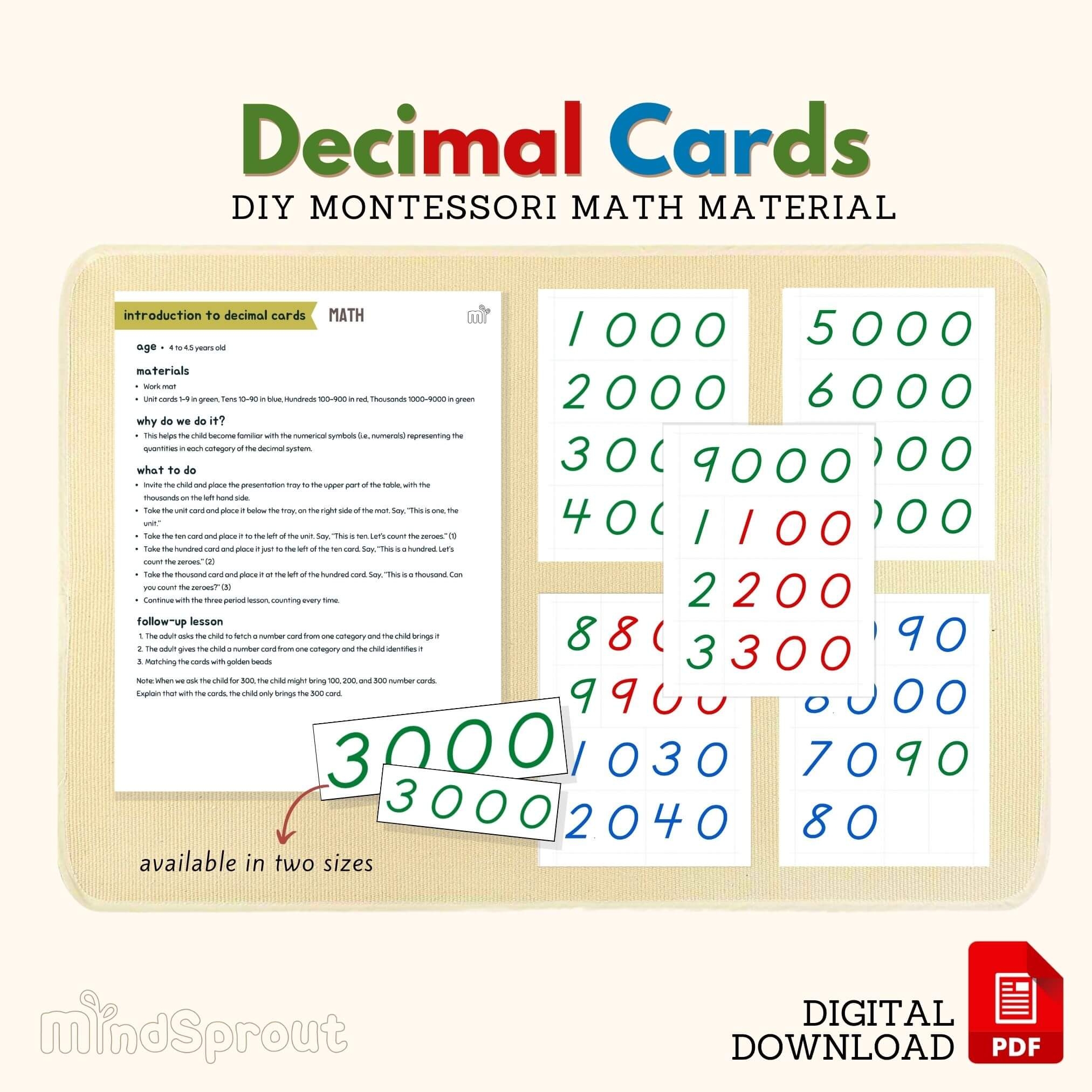 Decimal Cards Montessori DIY Math Material Math Decimal System Made By Teachers
