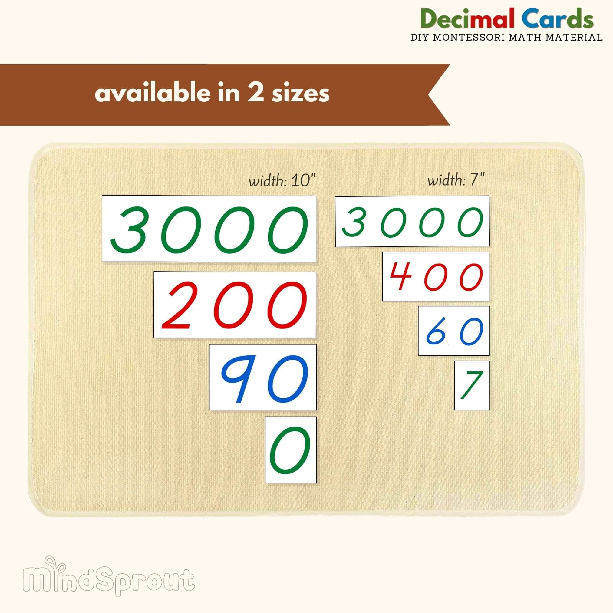 Decimal Cards Montessori DIY Math Material Math Decimal System Made By Teachers