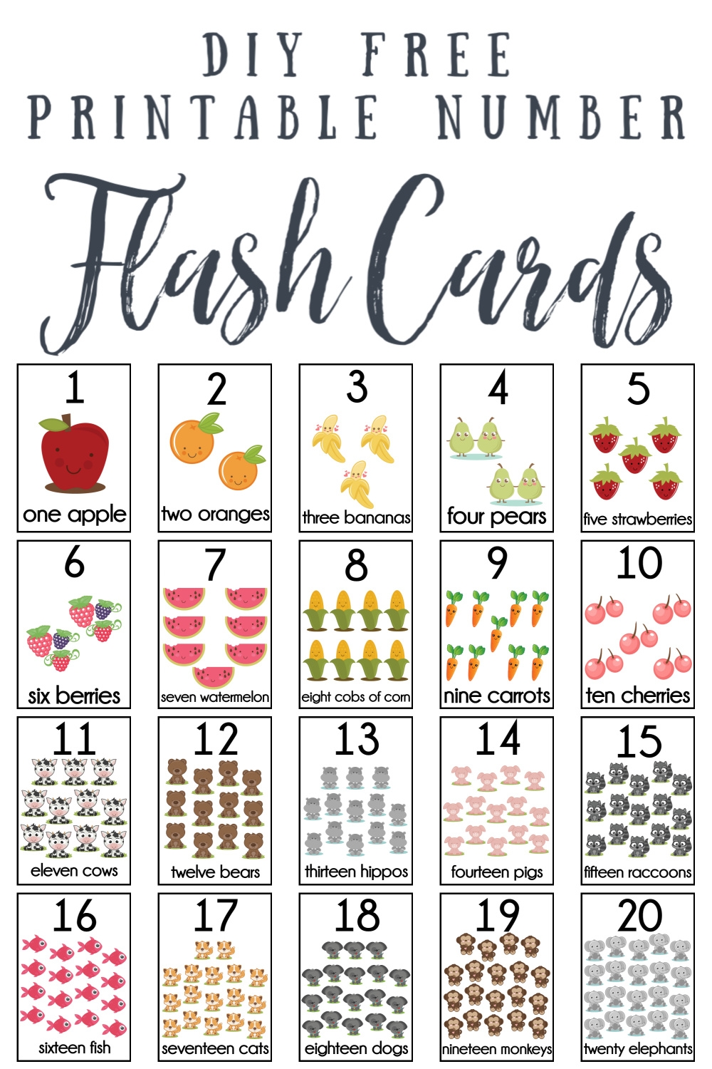 number flash cards printable 1 20 pdf
