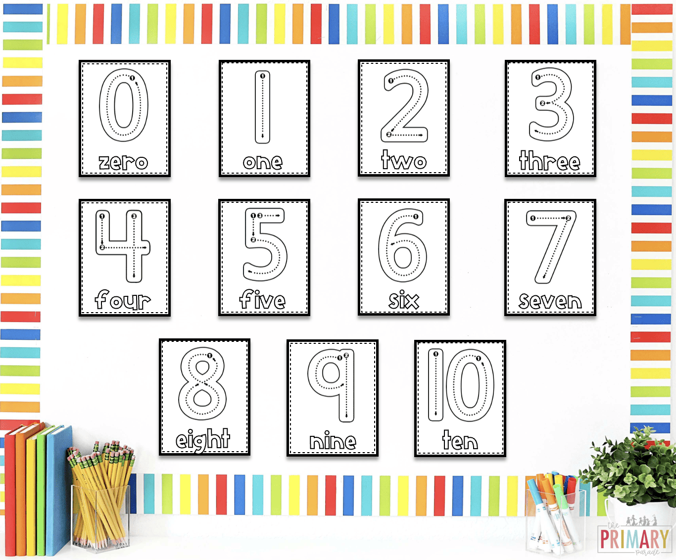 number words printable flash cards