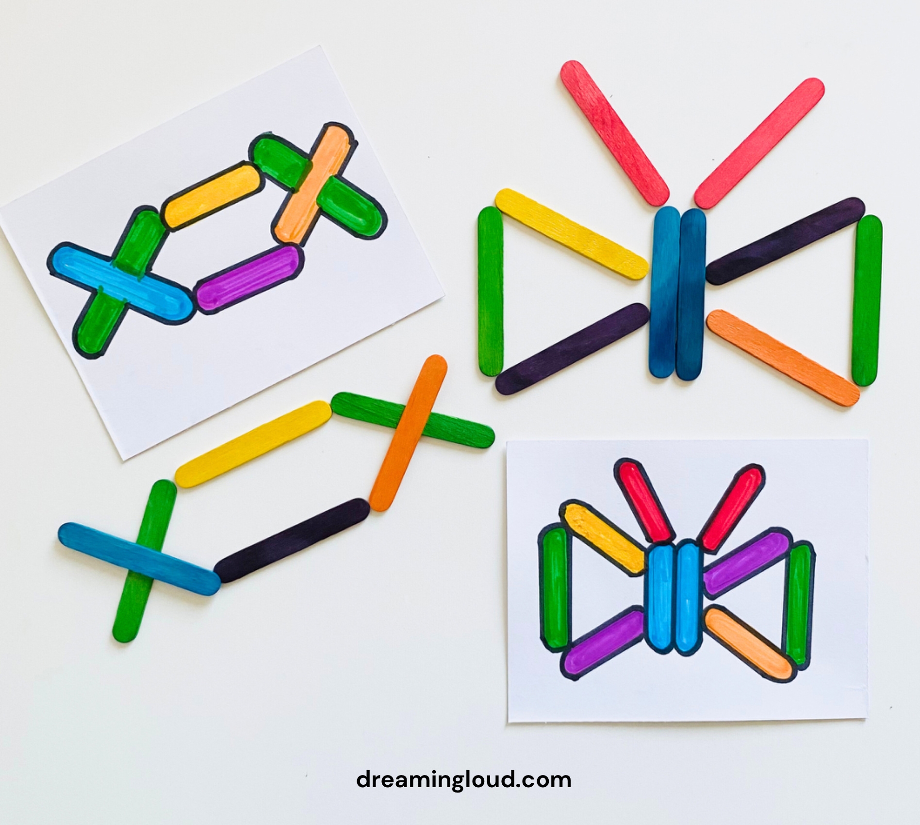 Easy Pattern Matching Puzzle With Popsicle Sticks Free Printable Patterns Dreaming Loud