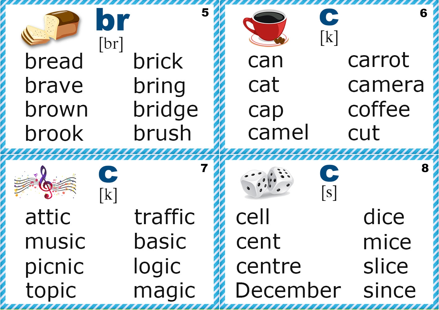 phonics flash cards printable