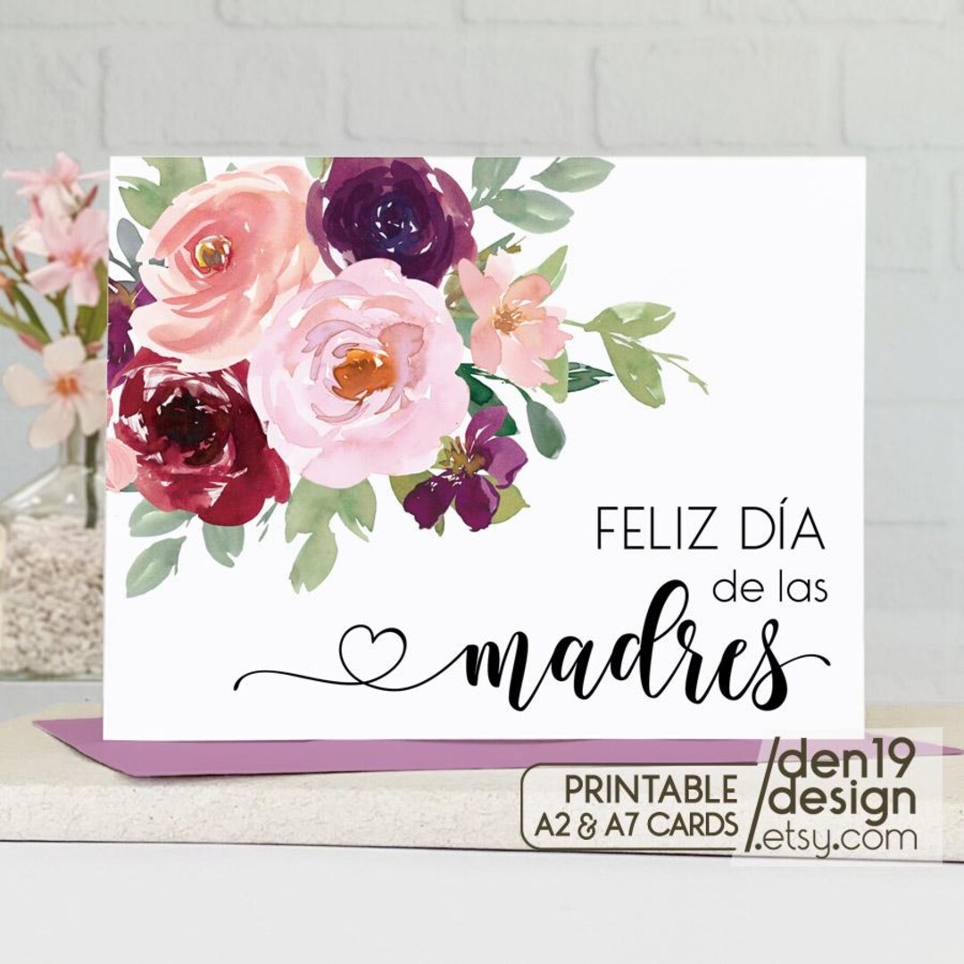Feliz D a De Las Madres Printable Card Spanish Mother s Day Card Instant Download PDF Card Template Etsy