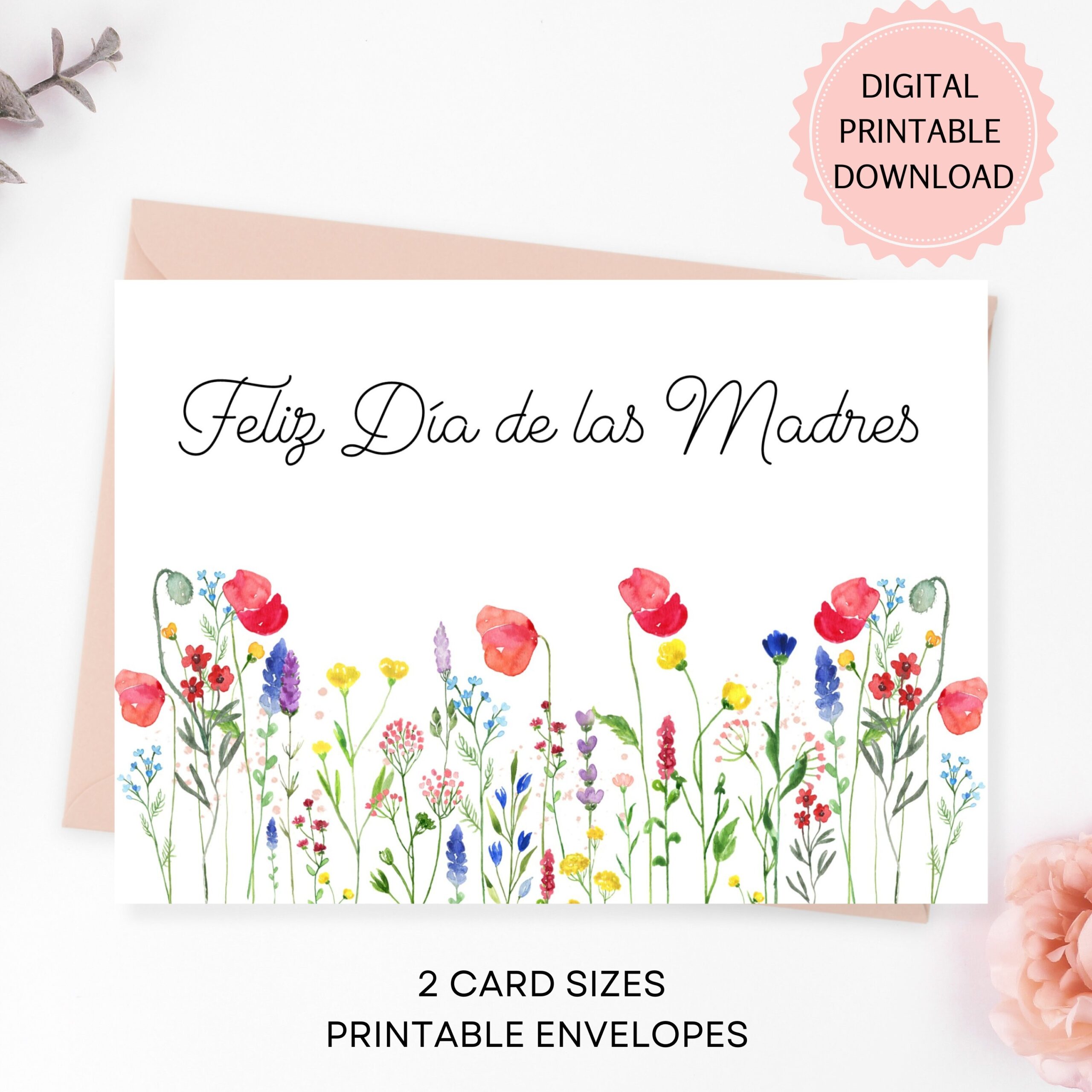 Feliz D a De Las Madres Printable Card Spanish Mother s Day Card 