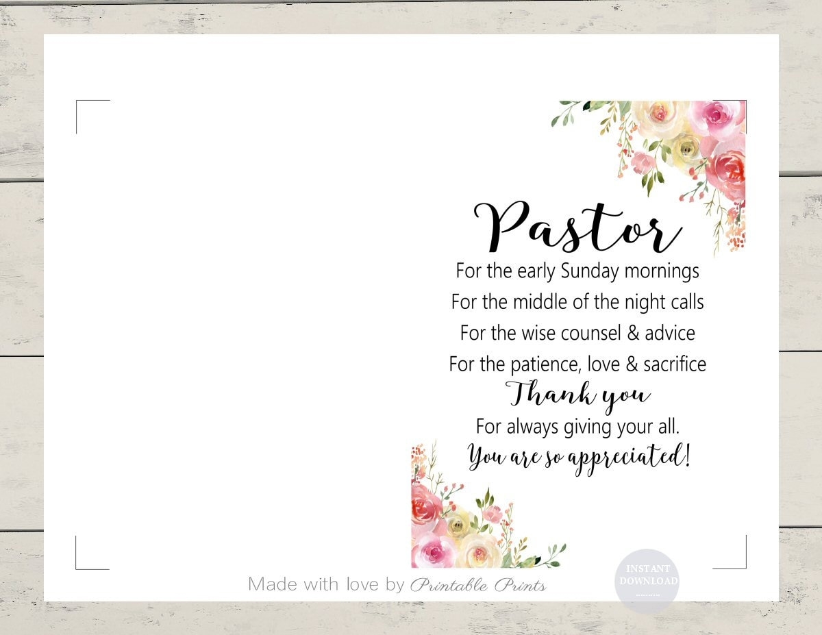 Female PASTOR Appreciation Card PRINTABLE CARD Instant Download Gift For Pastor Feminine Birthday 16x20 Poster Template Jpeg Etsy