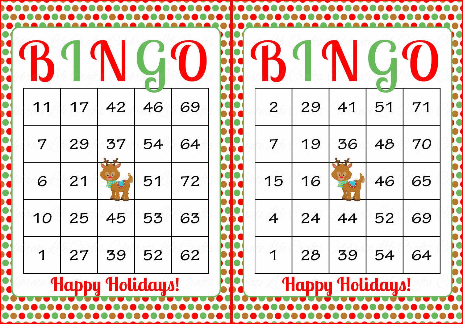 printable christmas bingo cards 1-75