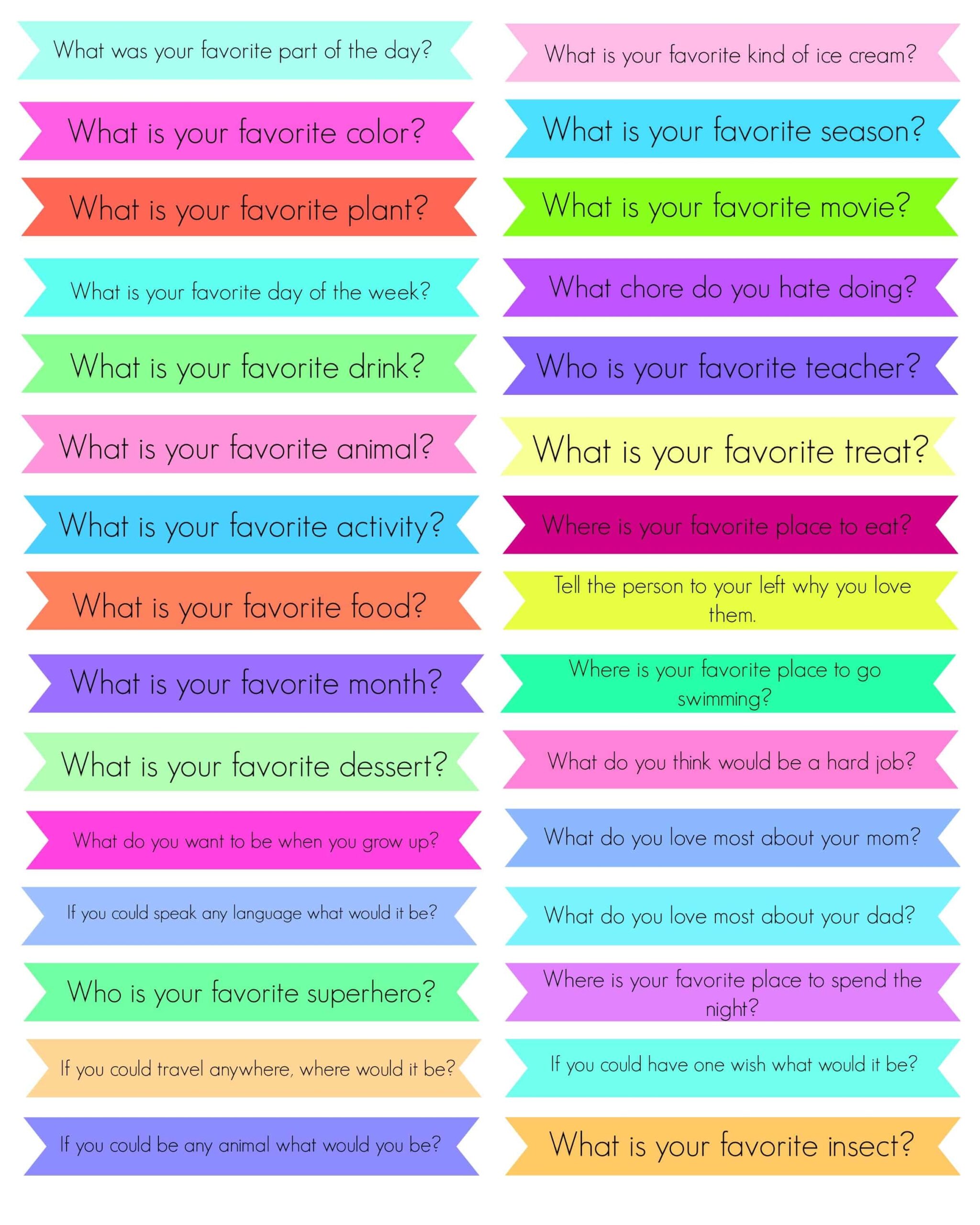 preschool conversation topic cards printable