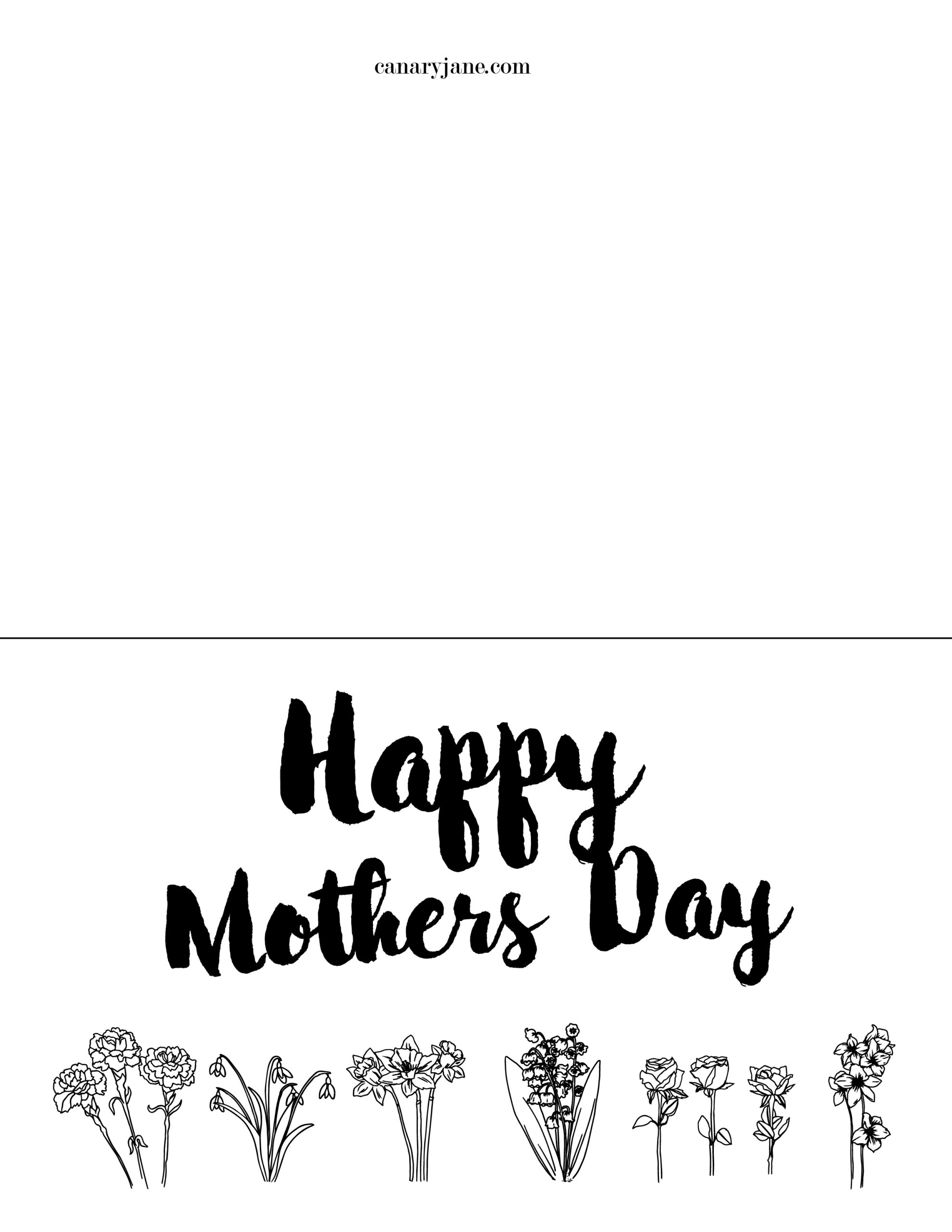 mothers day card printable black and white