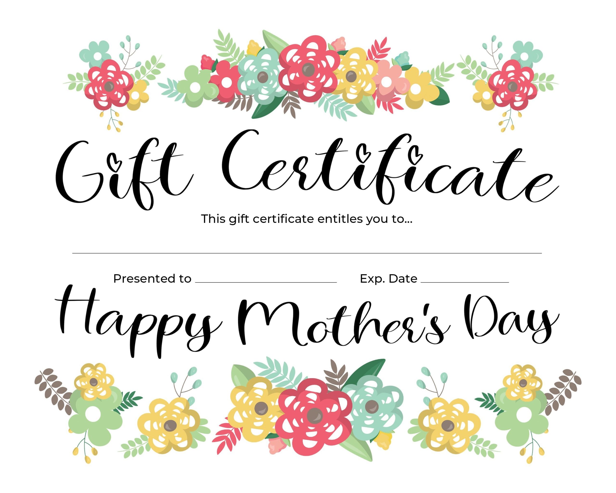 mother's day gift card printable
