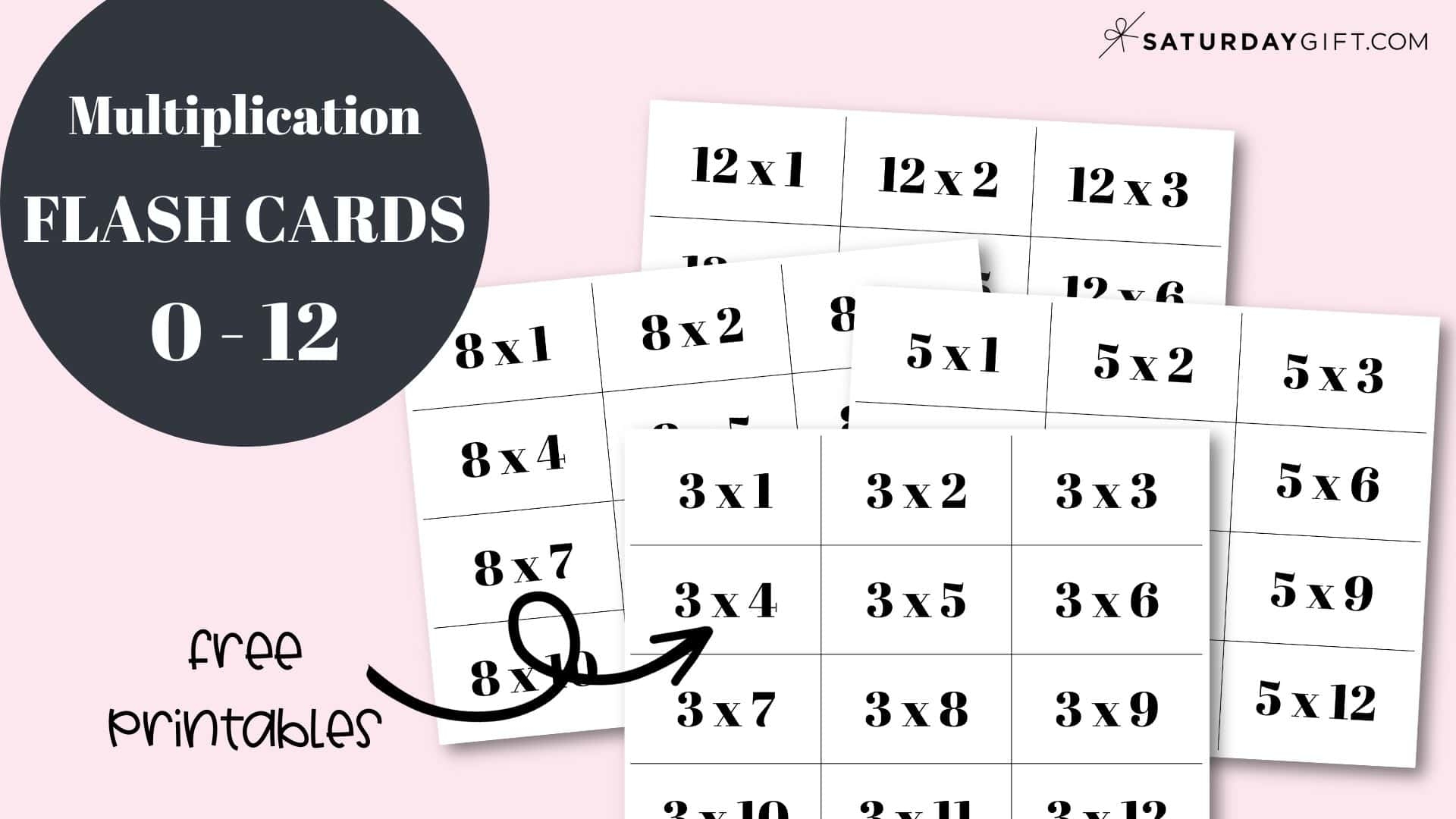 multiplication flash cards printable to 12