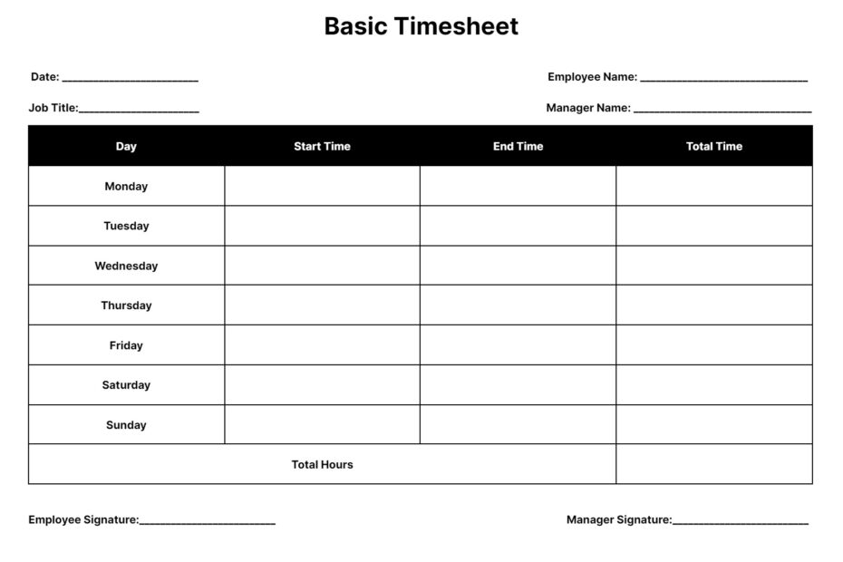 Free Timesheet Templates Download Daily Weekly And Monthly Time