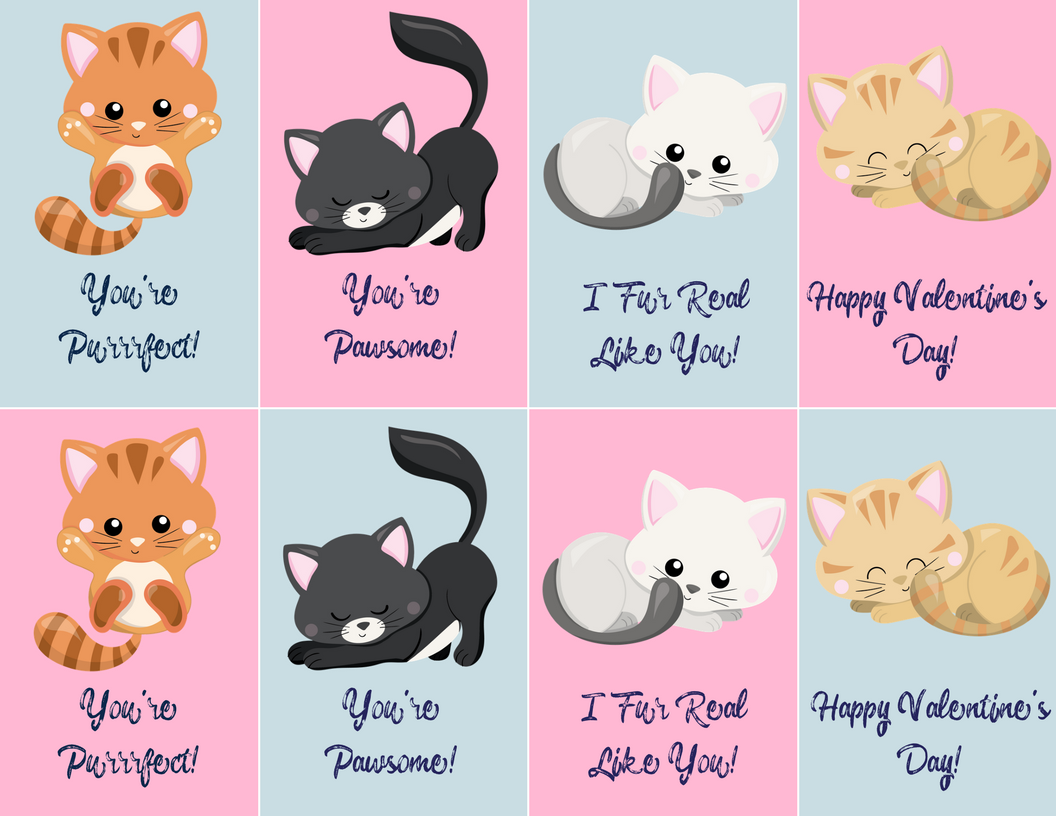 printable cat valentines cards