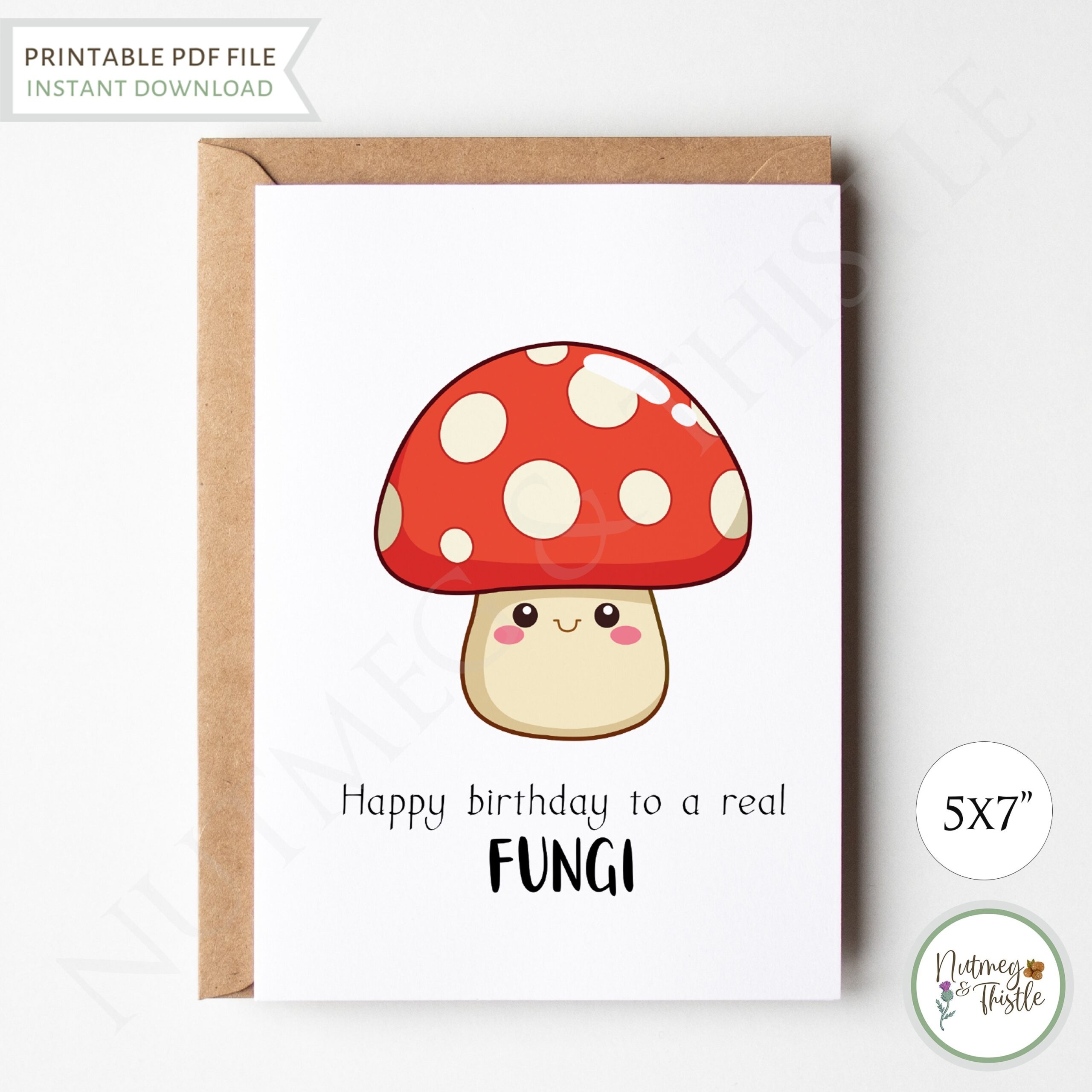 Fungi Mushroom Funny Birthday Card Brother Boyfriend Dad Son Punny Birthday Card Cute Mushroom Gift Guy Birthday Card Printable 5x7 PDF Etsy