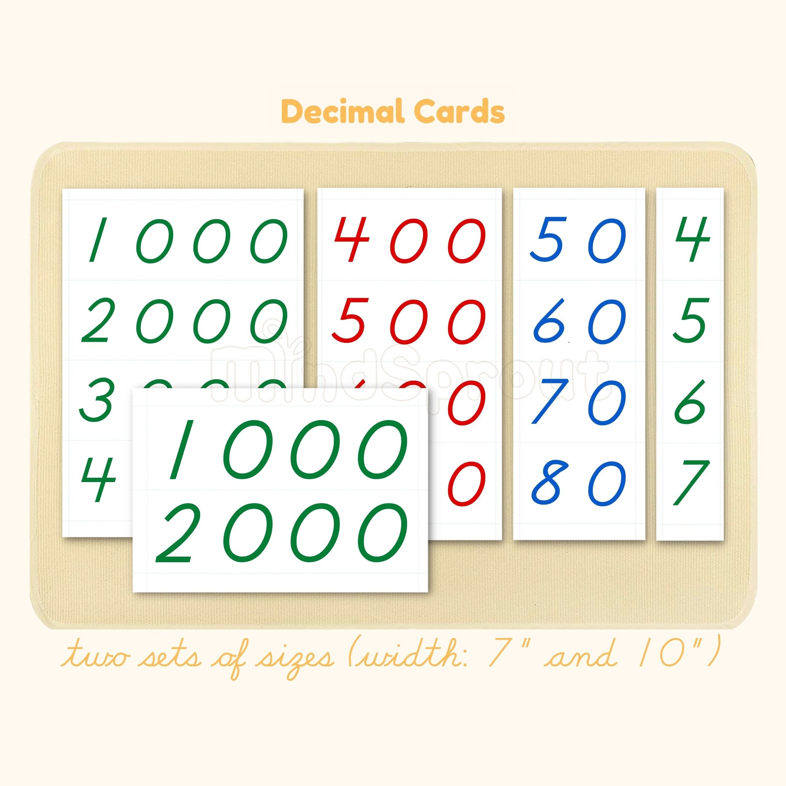 montessori decimal cards printable