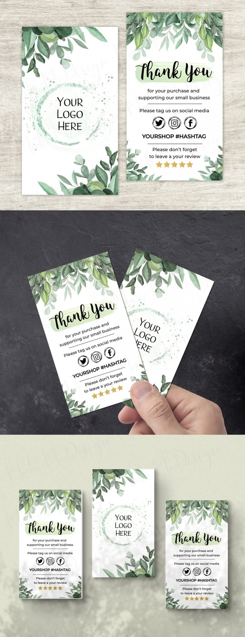 Greenery Business Thank You Card Printable Insert Card Template